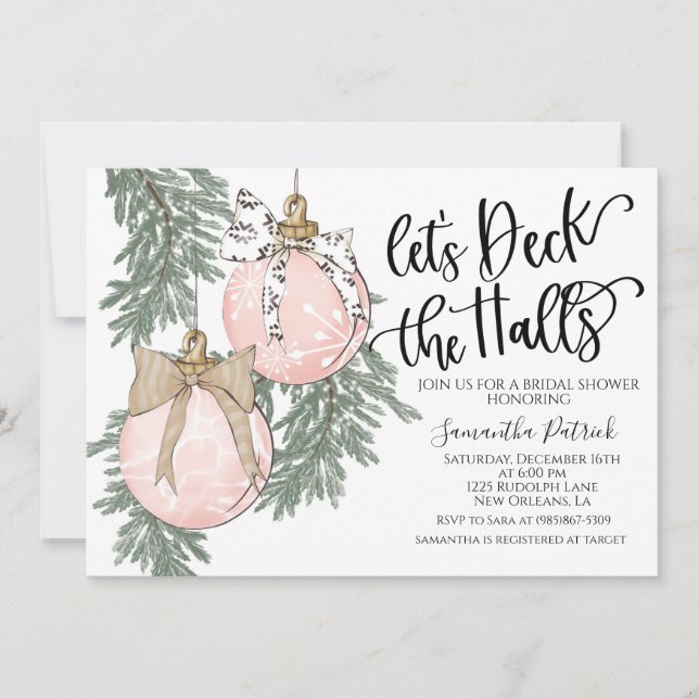 Deck the Halls Christmas Bridal Shower Invitation (Front)