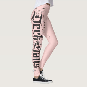 Deck the Halls Christmas Lettering Pale Pink Paris Leggings