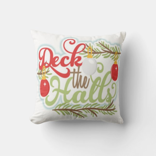 Deck The Halls Christmas Pillow (Front)