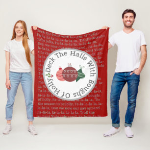 Deck The Halls Christmas Song Red Fleece Blanket