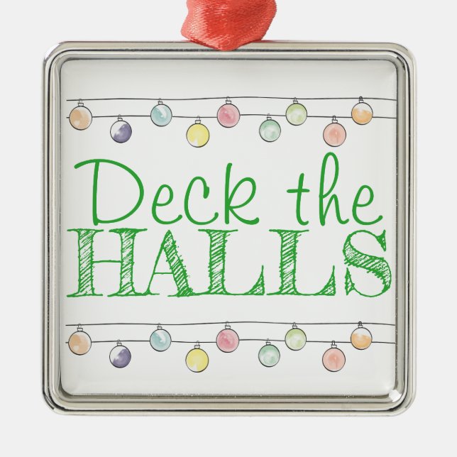 Deck the Halls Christmas Watercolor Ornaments (Front)