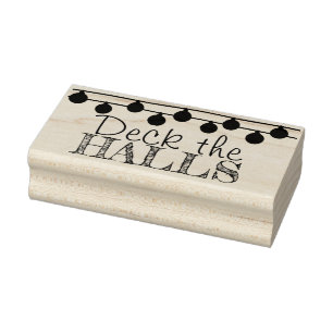 Deck the Halls Christmas Watercolor Ornaments Rubber Stamp