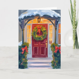Deck the Halls   Christmas Winter Holiday Painted Card