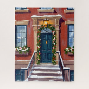 Deck the Halls   City Christmas Brownstone Jigsaw Puzzle