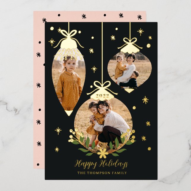 Deck The Halls Elegant Hanging Photo Ornaments (Front/Back)