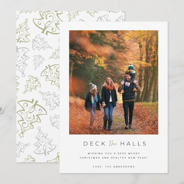 Deck the Halls Family Photo Christmas  Holiday Card (Front/Back)