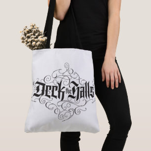 Deck the Halls Fancy Elegant Christmas Lettering Tote Bag
