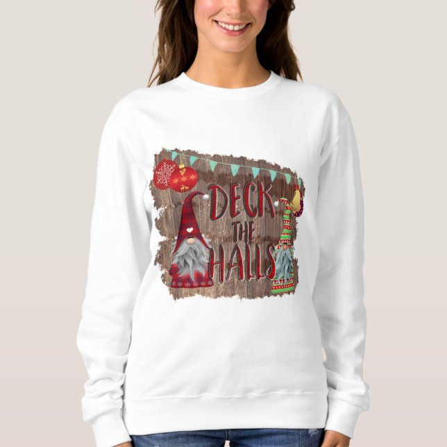 Deck the Halls Gnomes and Baubles Sweatshirt (Front)