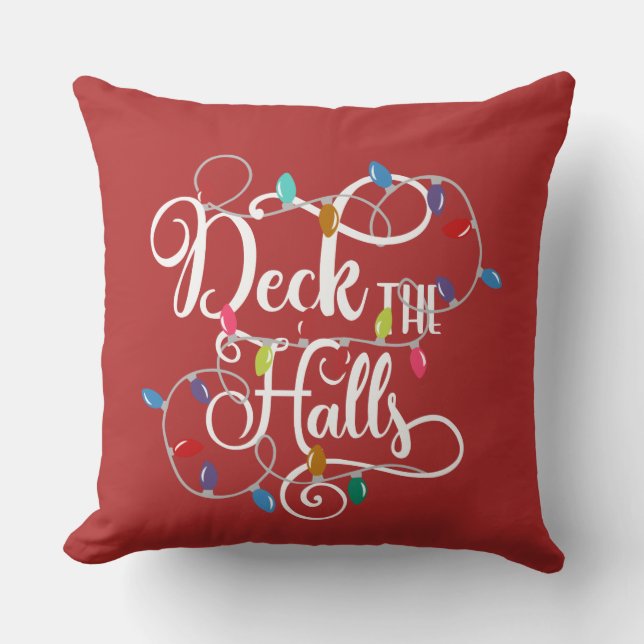 deck the halls holiday lights Christmas Cushion (Front)