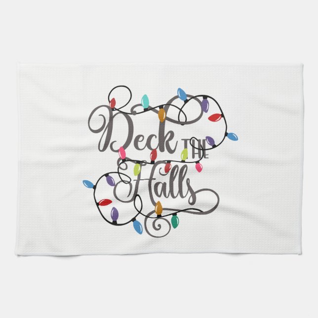 deck the halls holiday lights Christmas Tea Towel (Horizontal)
