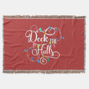 deck the halls holiday lights Christmas Throw Blanket