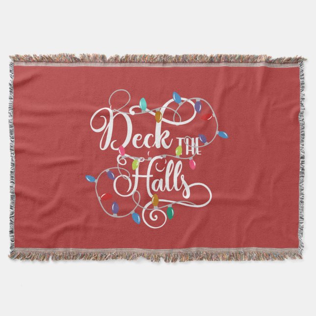 deck the halls holiday lights Christmas Throw Blanket (Front)