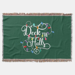 deck the halls holiday lights Christmas Throw Blanket