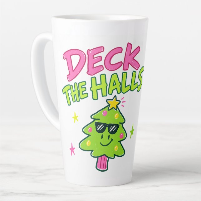 deck the halls latte mug (Left Angle)