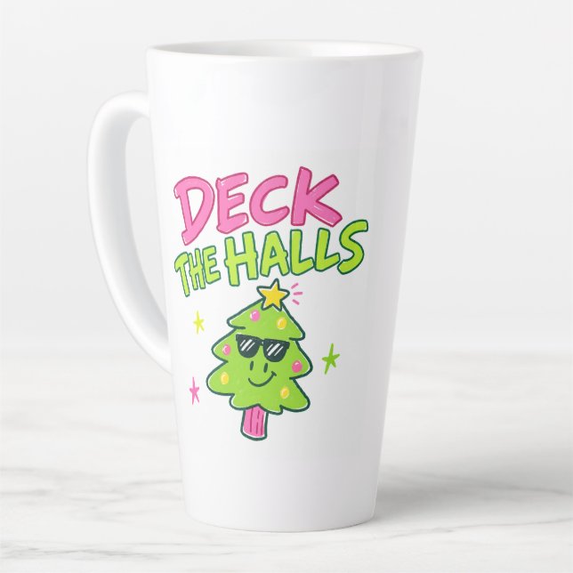 deck the halls latte mug (Left Angle)