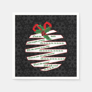 Deck the Halls Let's Party Black and White Holiday Napkin