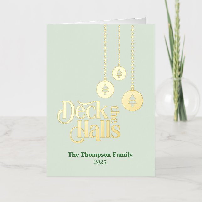 "Deck the Halls" Light Green Folded Foil Holiday (Front)