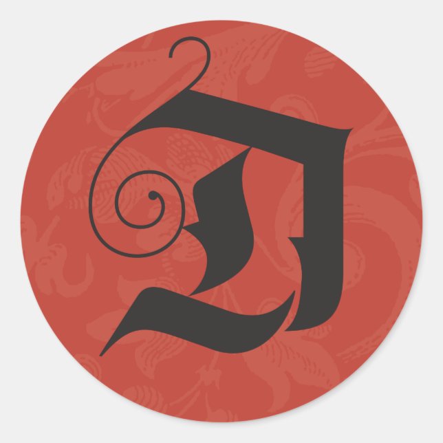 Deck the Halls Monogram D Christmas Calligraphy Classic Round Sticker (Front)