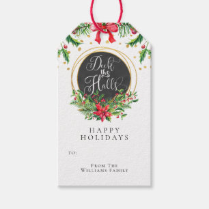 Deck The Halls Red Green & Gold Christmas Gift Tags
