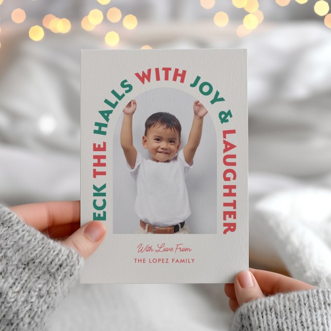 Deck The Halls Red + Green Photo Holiday Card (Deck The Halls Red + Green Photo Holiday Card)