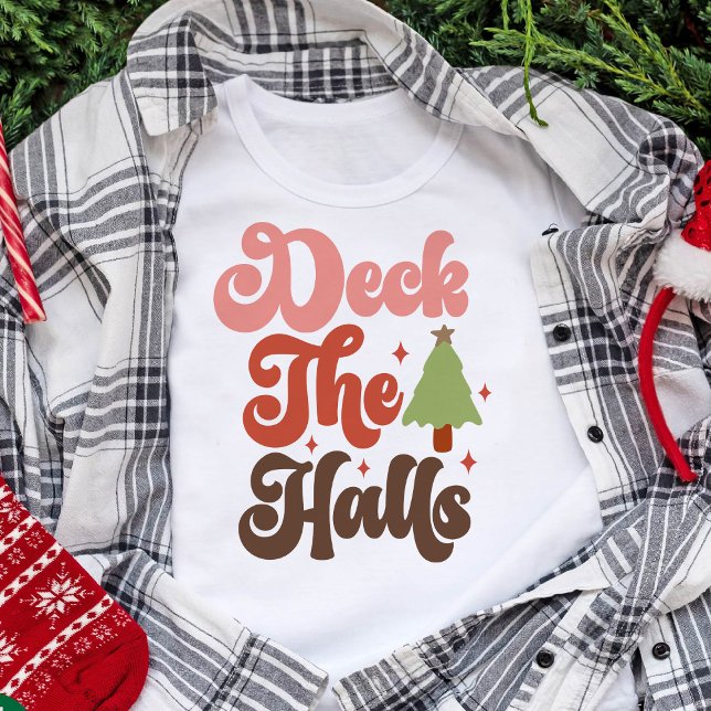 Deck the Halls Retro Groovy Christmas Holidays Tri-Blend Shirt (Deck the Halls Retro Groovy Christmas Holidays T-Shirt)