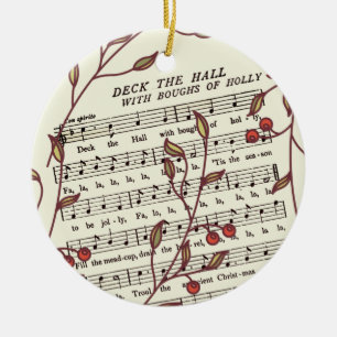 Deck the Halls Sheet Music Christmas Personalised Ceramic Tree Decoration