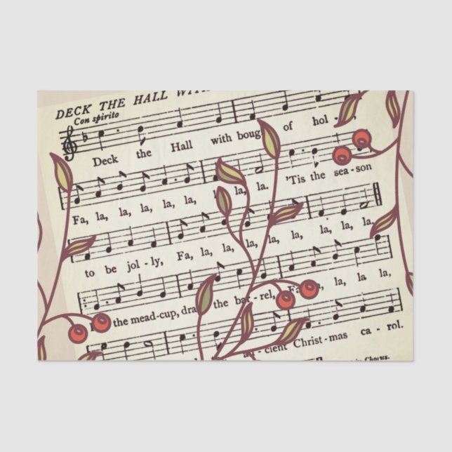 Deck the Halls Sheet Music Tissue Paper (Front)