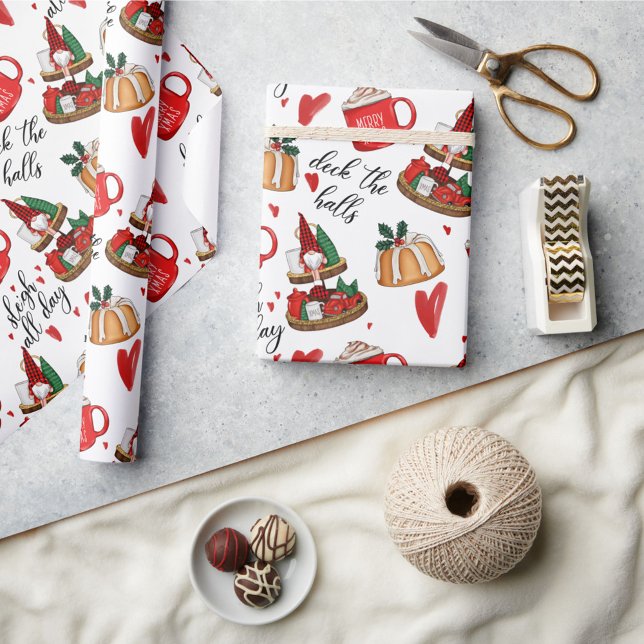 Deck The Halls & Sleigh All Day Christmas Quotes Wrapping Paper (Creator Uploaded)