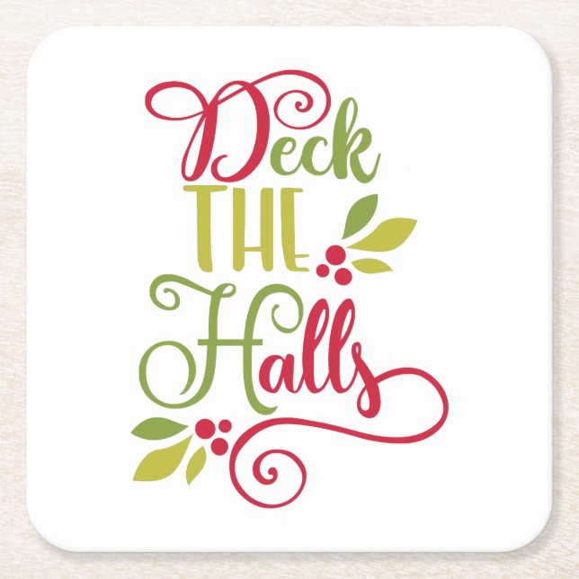 deck the halls square paper coaster (Front)