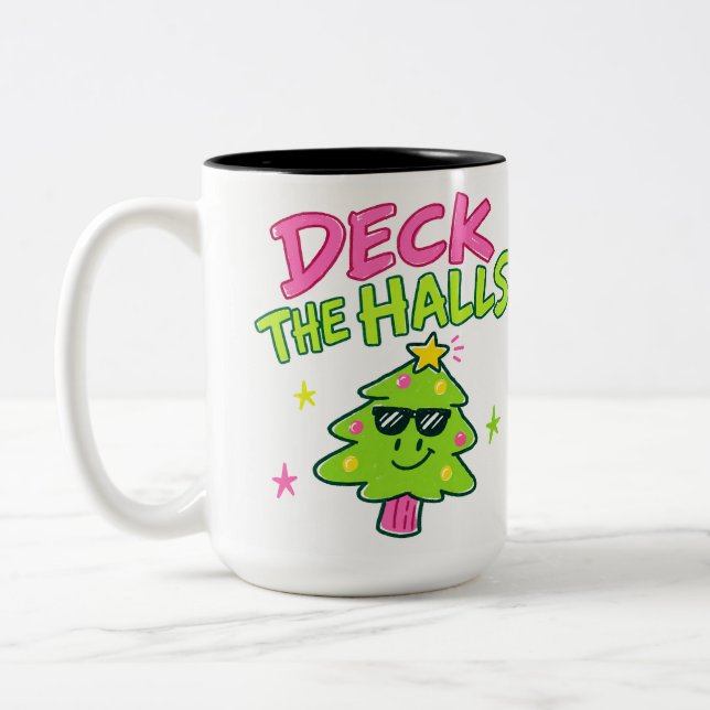 deck the halls Two-Tone coffee mug (Left)