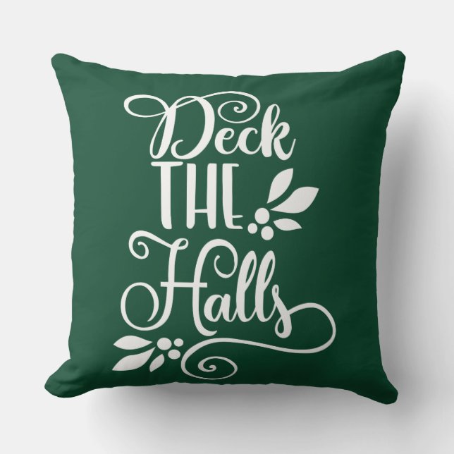 deck the halls Typography Holidays Cushion (Front)