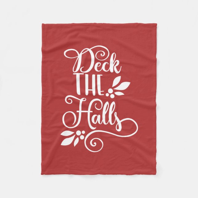 deck the halls Typography Holidays Fleece Blanket (Front)