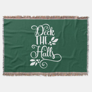 deck the halls Typography Holidays Throw Blanket