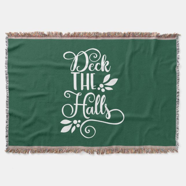 deck the halls Typography Holidays Throw Blanket (Front)