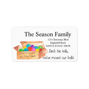 Deck the halls, we've moved our balls! label
