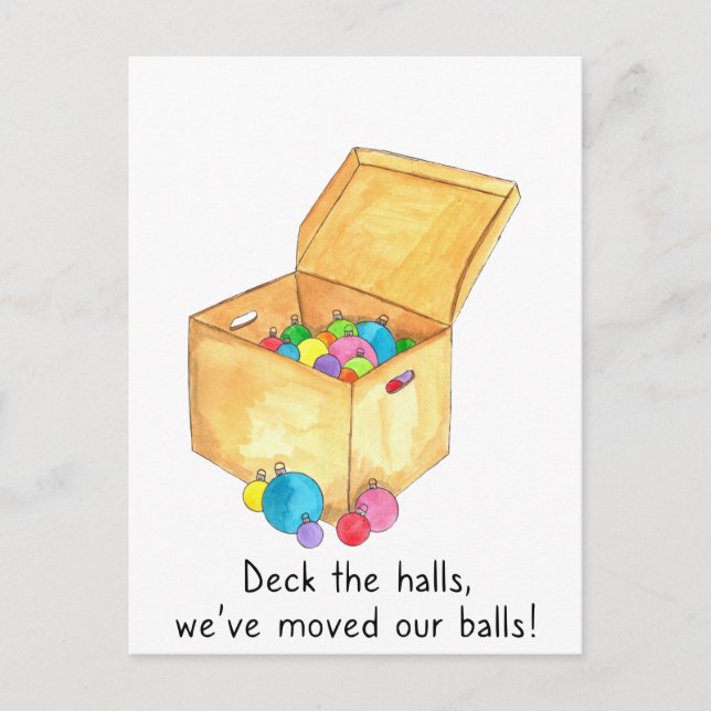 Deck the halls, we've moved our balls! postcard (Front)