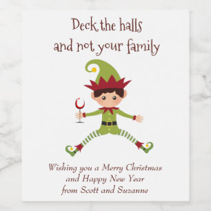 Deck the Halls Wine Funny Wine Label