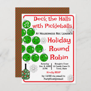 Deck the Halls with Pickleballs Christmas Party Invitation