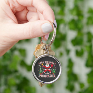 Deck The Halls With Pickleballs  Key Ring