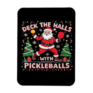 Deck The Halls With Pickleballs  Magnet
