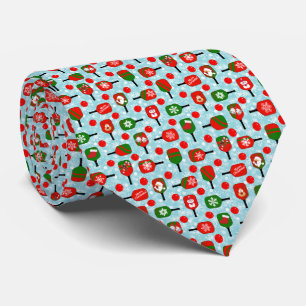 Deck the Halls with Pickleballs Red Green Blue Tie