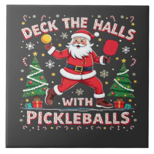 Deck The Halls With Pickleballs Tile
