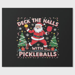 Deck The Halls With Pickleballs  Wrapping Paper