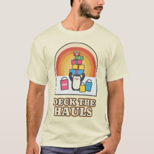 Deck the Hauls Christmas Shopping Penguin T-Shirt