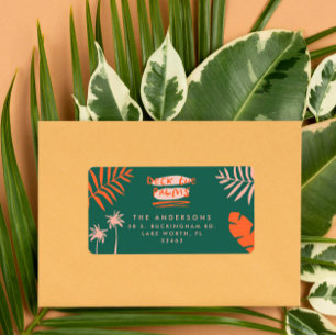 deck the palms bright colourful christmas label