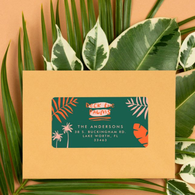 deck the palms bright colourful christmas label (Creator Uploaded)