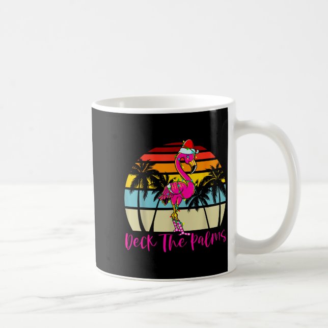 Deck The Palms Christmas Flamingo Palm Tree Trocal Coffee Mug (Right)