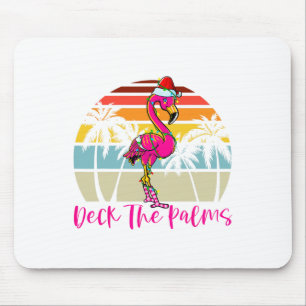 Deck The Palms Christmas Flamingo Palm Tree Tropic Mouse Pad