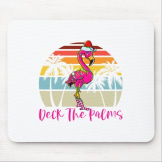 Deck The Palms Christmas Flamingo Palm Tree Tropic Mouse Pad