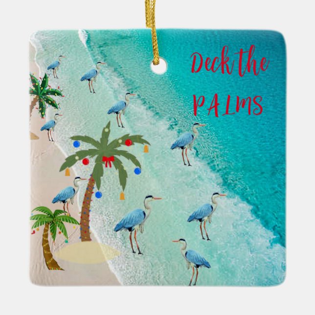 Deck the Palms Christmas Ornament (Front)